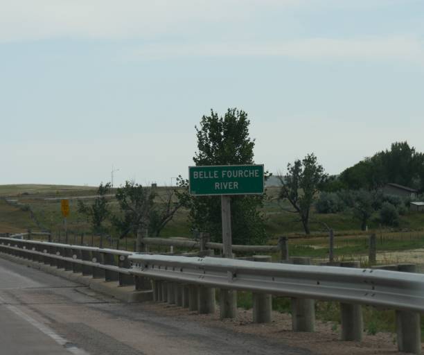 istock Roadside sign at Belle Fourche River, Wyoming. 1318924978