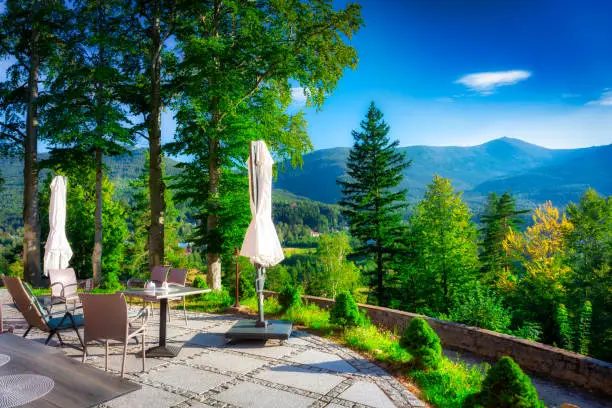 Beautiful summer scenery of the terrace at the Karkonosze Mountains, Poland