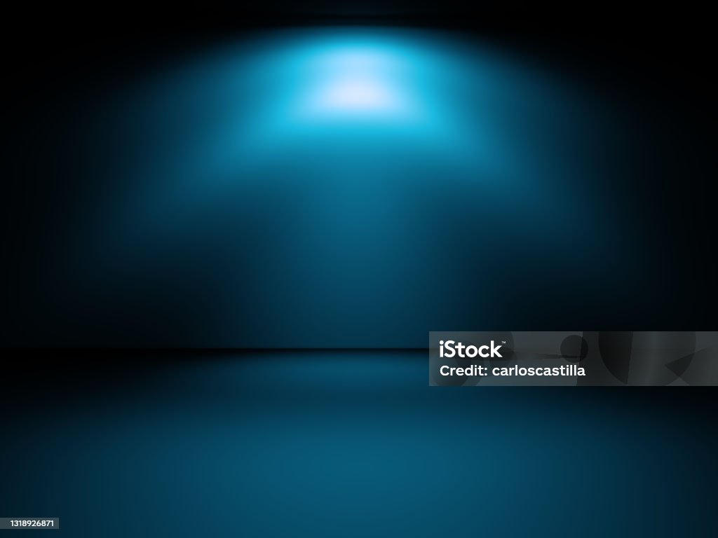 Dark room and spot light in the night.3d illustration. Dark abstract stone wall and blank dark space. Darkroom Stock Photo