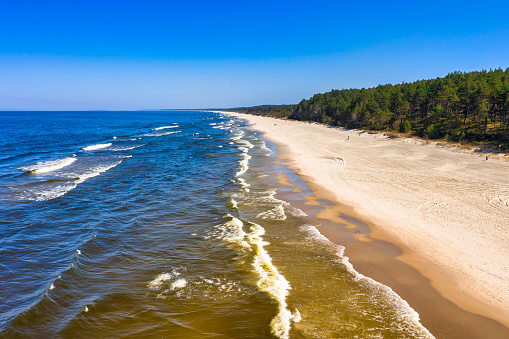 Beautiful beach of the Baltic Sea in Krynica Morska, Poland