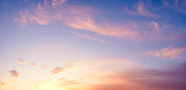 istock Sky background, cloudy sky abstract background, sun above the horizon 1318932094