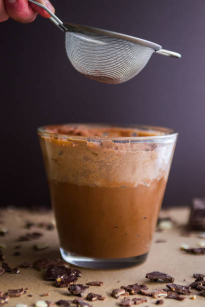 istock Giant chocolate mousse pot, milk , black chocolate mousse on a big glass pot, 1318932206
