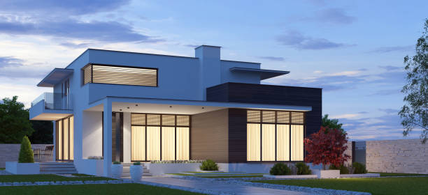 istock Modern Luxurious Villa with garden. 1318936099