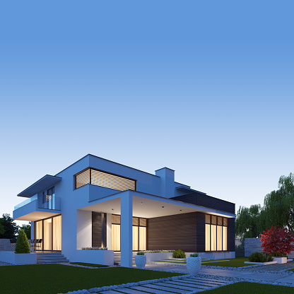 Modern villa. Architecture concept for Real estate.