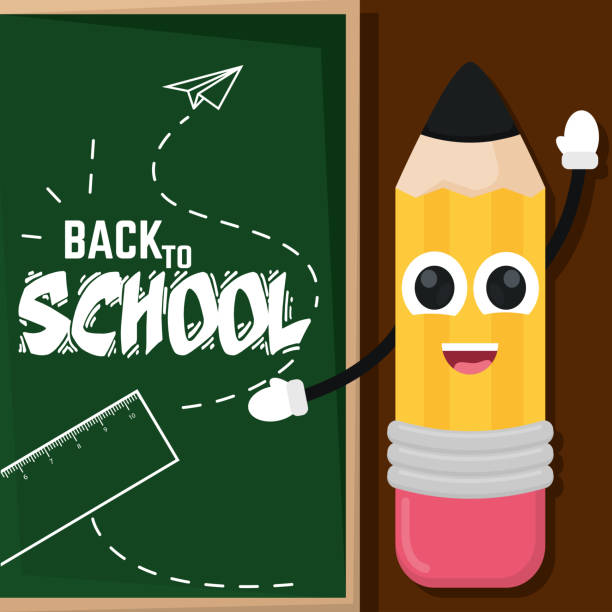 ilustrações de stock, clip art, desenhos animados e ícones de happy pencil cartoon back to school - backpack student report card education