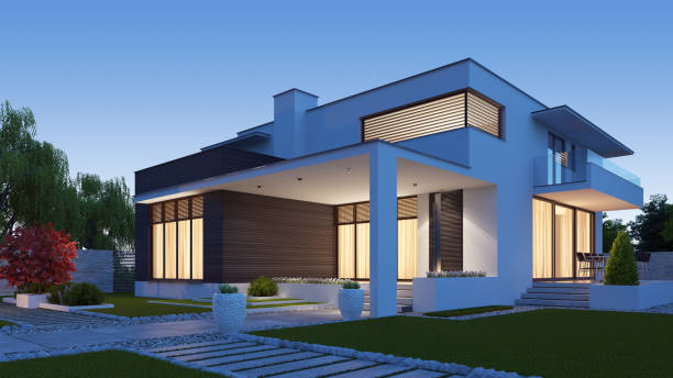 istock Modern Luxurious Villa with garden. 1318936929