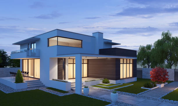 istock Modern Luxurious Villa with garden. 1318936985