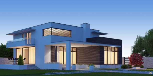 istock Modern Luxurious Villa with garden. 1318937211