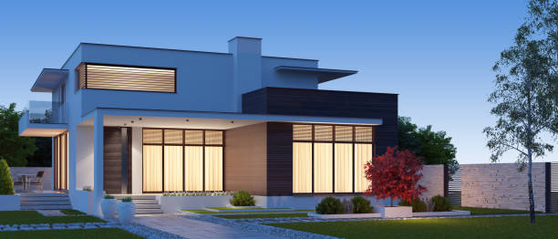 istock Modern Luxurious Villa with garden. 1318937225