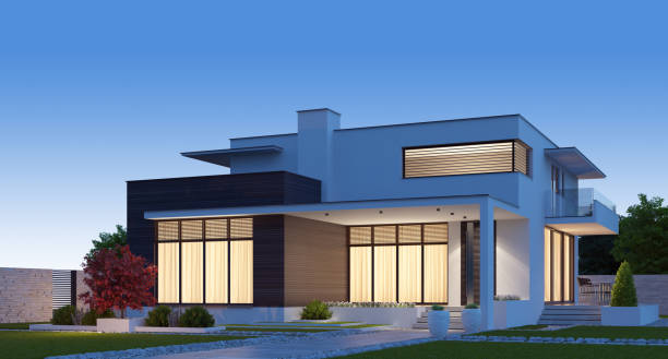 istock Modern Luxurious Villa with garden. 1318937227