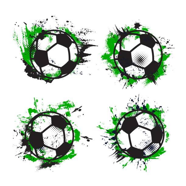 piłki nożne lub piłki nożnej piłki nożnej, grunge banery - soccer mud soccer ball ball stock illustrations