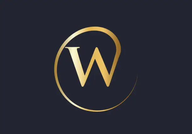 Vector illustration of Premium letter W logo with golden design. Elegant W letter logo corporate identity vector.