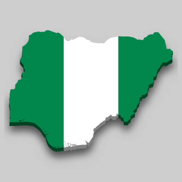 istock 3d isometric Map of Nigeria with national flag. 1318947712