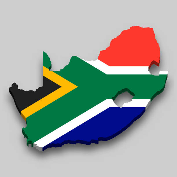 istock 3d isometric Map of South Africa with national flag. 1318947739