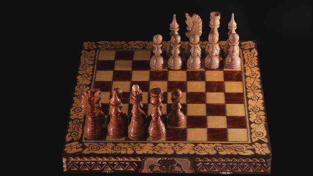 istock Chess with randomly placed pieces before the start of the game, timelapse 1318947826