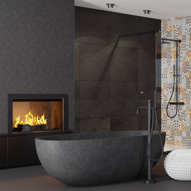 istock Modern minimalist bathroom spa concept. 1318948380