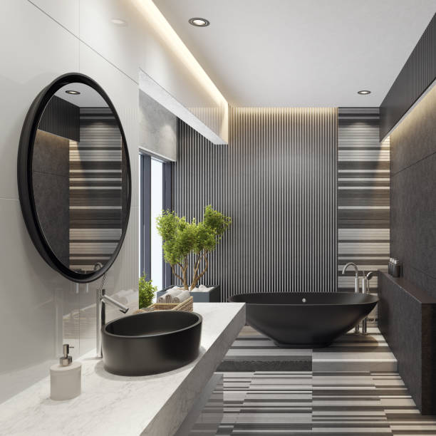 istock Modern minimalist bathroom spa concept. 1318950019