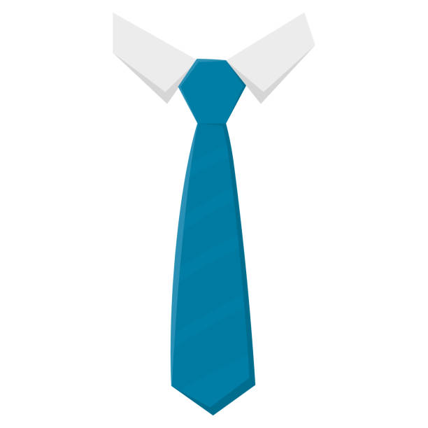 isolierte krawatte am hals eines hemdes - krawatte stock-grafiken, -clipart, -cartoons und -symbole