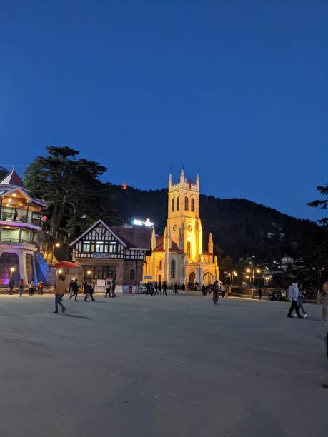 Christ Church Shimla Himachal Pradesh Evening view of Christ Church Shimla, the second oldest church in north India shimla stock pictures, royalty-free photos & images