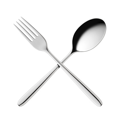 Fork and spoon isolated on white background.