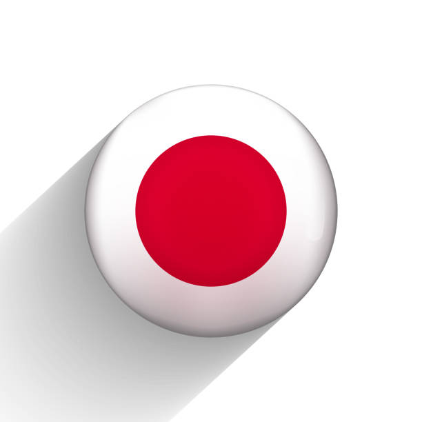Glass light ball with flag of Japan. Round sphere, template icon. Japanese national symbol. Glossy realistic ball, 3D abstract vector illustration highlighted on a white background. Big bubble Glass light ball with flag of Japan. Round sphere, template icon. Japanese national symbol. Glossy realistic ball, 3D abstract vector illustration highlighted on a white background. Big bubble. glossy button flag of japan stock illustrations