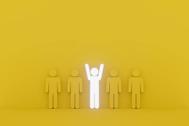 Human sign outstanding among group. Leader, Unique, Think different, Individual and standing out from the crowd concept. 3d illustration