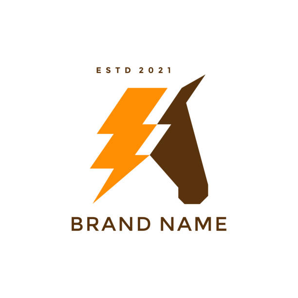 illustrazioni stock, clip art, cartoni animati e icone di tendenza di horse power logo - animal head flash