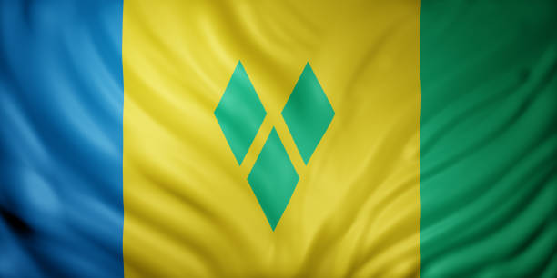 3d rendering of a national Saint Vincent and the Grenadines flag