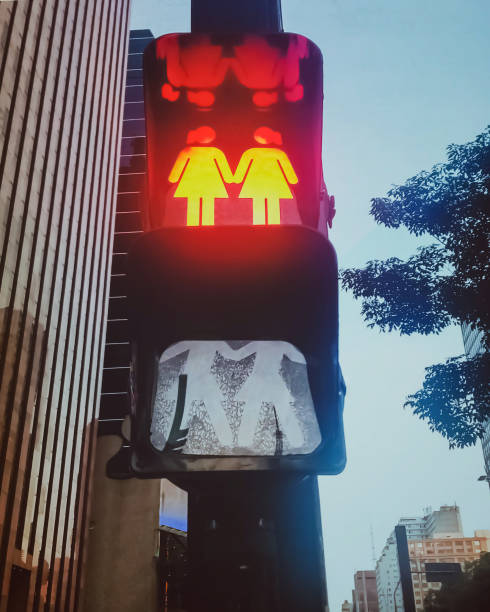 istock Lesbian couple pedestrian traffic light 1318987785