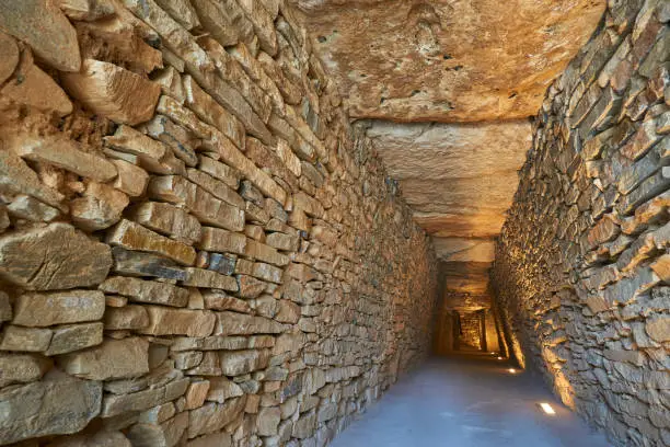 Dolmen the Romeral of stacked stones in Antequera, a World Heritage Site (UNESCO). Malaga, Spain