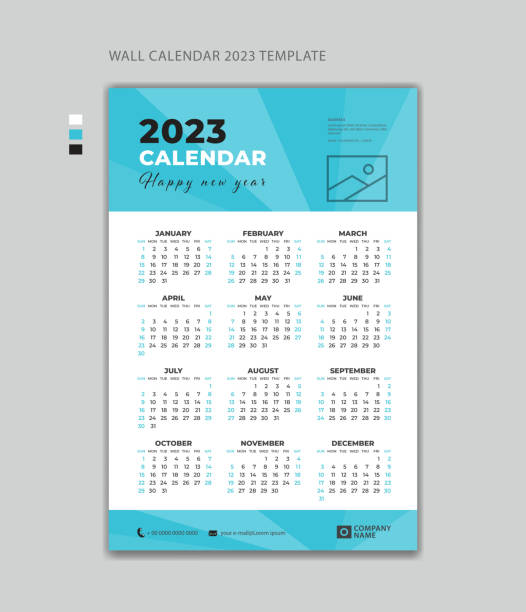 wandkalender 2023 design-vorlage vektor, woche beginnt am montag. satz von 12 monate, schreibtisch kalender 2023 design, einfach, planer-design, poster-kalender, druck, werbung, vertikale seite - calendar february desk computer stock-grafiken, -clipart, -cartoons und -symbole