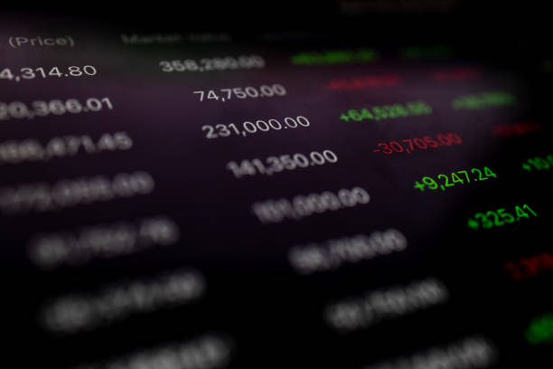 istock Close up stock volumn trade on digital screen. 1318994322