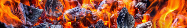 istock Long seamless vibrant pattern of wood ash and orange yellow flame 1318995284