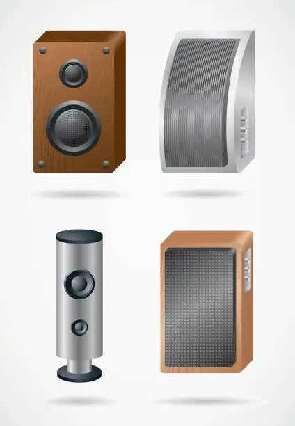 Vector illustration of Computer speakers icons