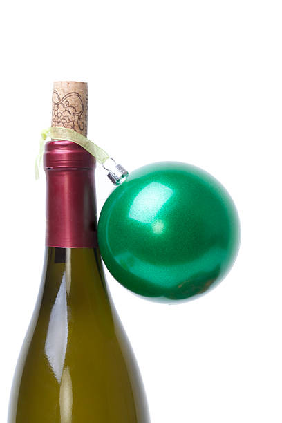 Wine Bottle And Christmas Ball stock photo
