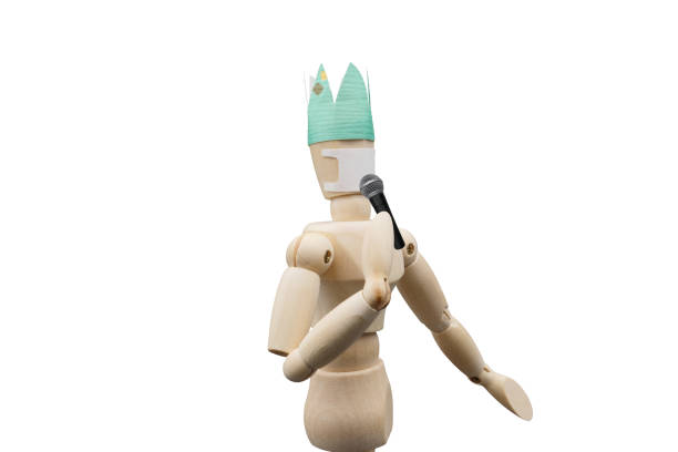 A drawing doll wearing a mask and singing with a microphone in New Normal