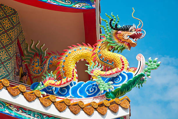 istock Statue of dragon on the roof 131900409