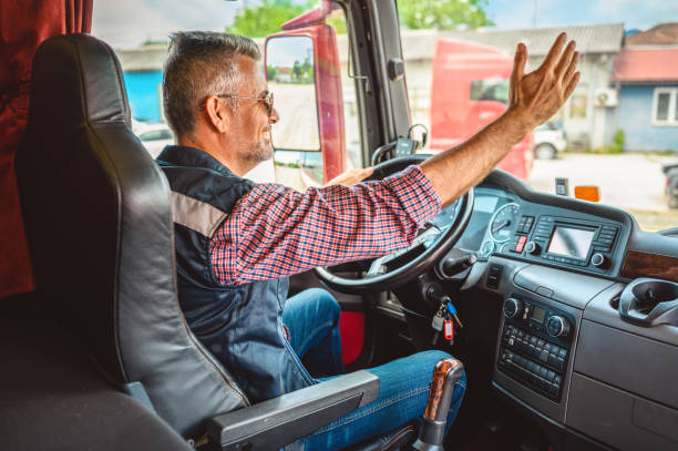 istock Truck driver yelling at someone while driving. 1319005980