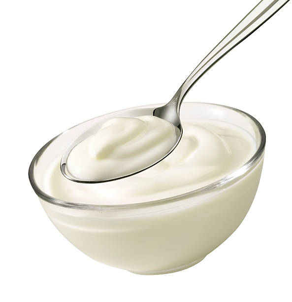 Bowl with yoghurt stock photo
