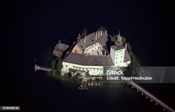 Salzkammergut Gmunden Castle Orth Aerial View Stock Photo - Download Image Now - Aerial View, Austria, Color Image