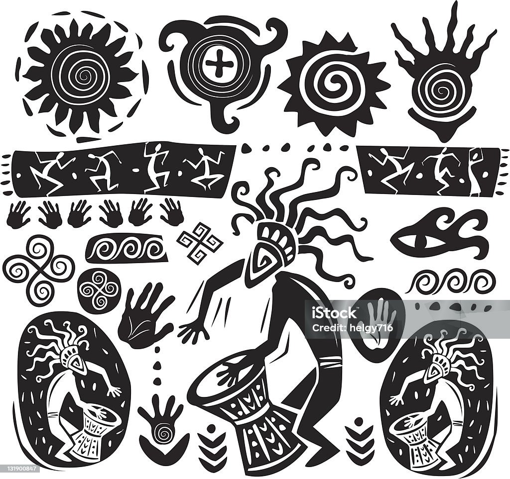 Set of elements primitive art Set of elements in the style of primitive art Abstract stock vector