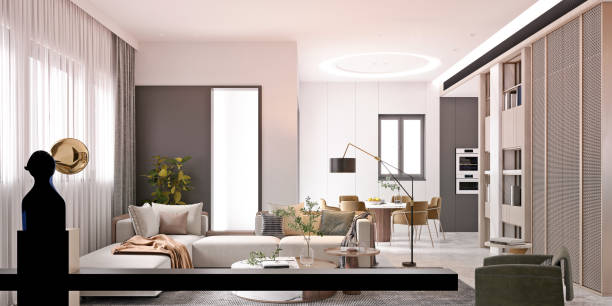 istock 3d render of luxury home interior and living room 1319010511