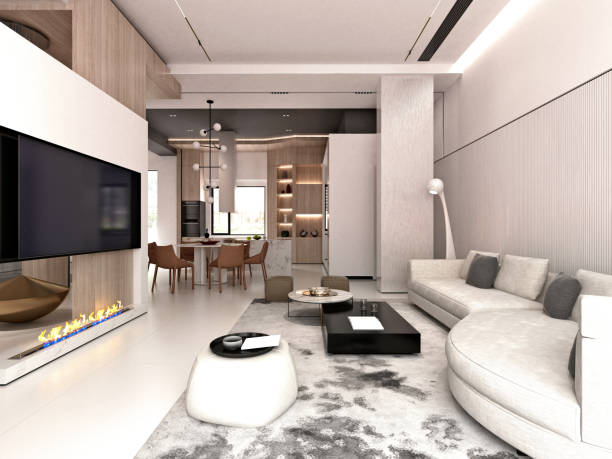 istock 3d render of luxury home interior and living room 1319010557