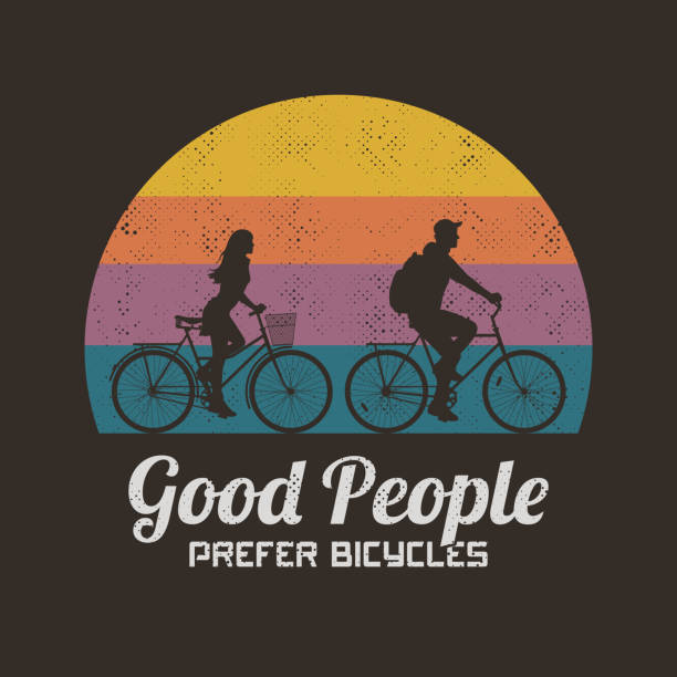 illustrazioni stock, clip art, cartoni animati e icone di tendenza di coppia in bici - cyclist cycling road women