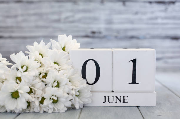 istock White wood calendar blocks with the date June 1st 1319012418