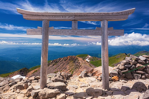 This is a summer scenery of Mt.Norikura in Gifu prefecture, Japan.\nMt.Norikura is well known as a trekking site in this prefecture.