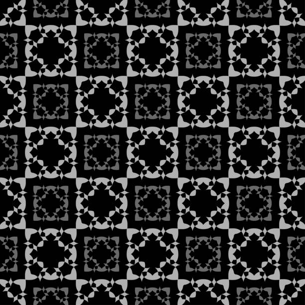 ilustrações de stock, clip art, desenhos animados e ícones de black and white background pattern with decorative ornaments - tiles, wallpaper. seamless pattern, texture. vector graphics - abstract backgrounds carpet close up