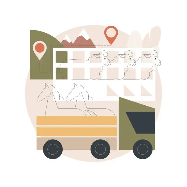 Vector illustration of Transport of animals abstract concept vector illustration.