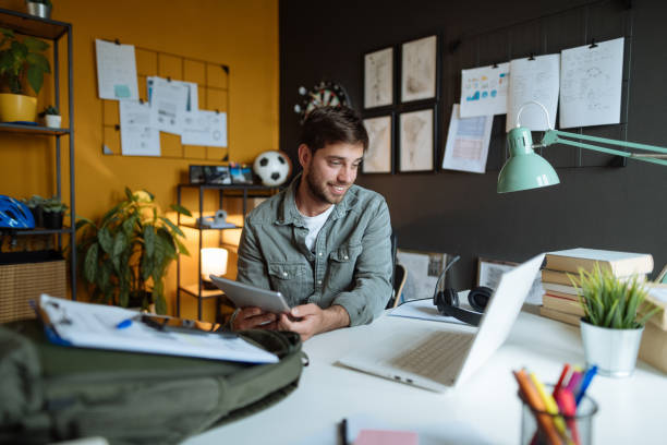 istock Millennial businessman coming to work to modern office 1319021634