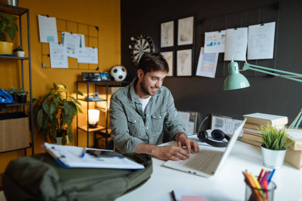 istock Millennial businessman coming to work to modern office 1319021845